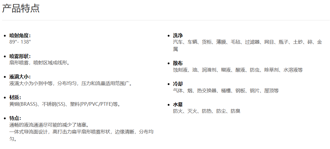 广角扇形喷嘴